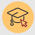 Icon of a graduation cap being clicked on